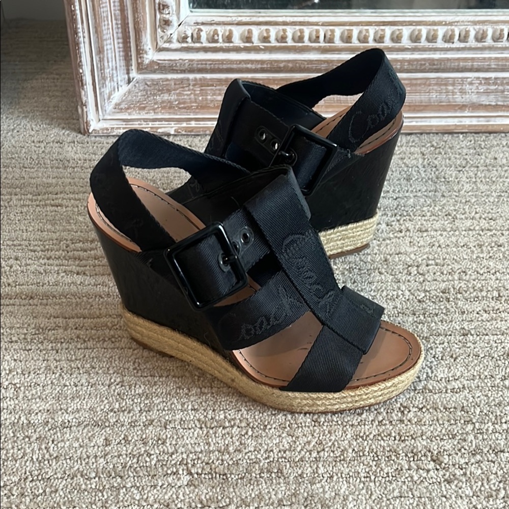 Coach Women's Black Espadrille Sandals, size 6.5